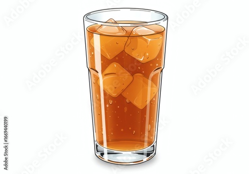 Wallpaper Mural Refreshing Iced Tea Illustration with Ice Cubes in a Tall Glass Torontodigital.ca