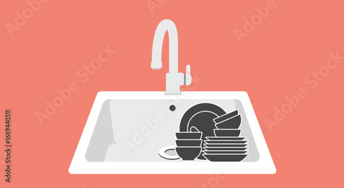 Sink with Dishes Ready to Wash