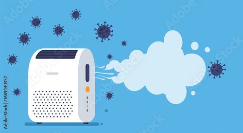 Air Purifier Releasing Clean Air and Filtering Viruses