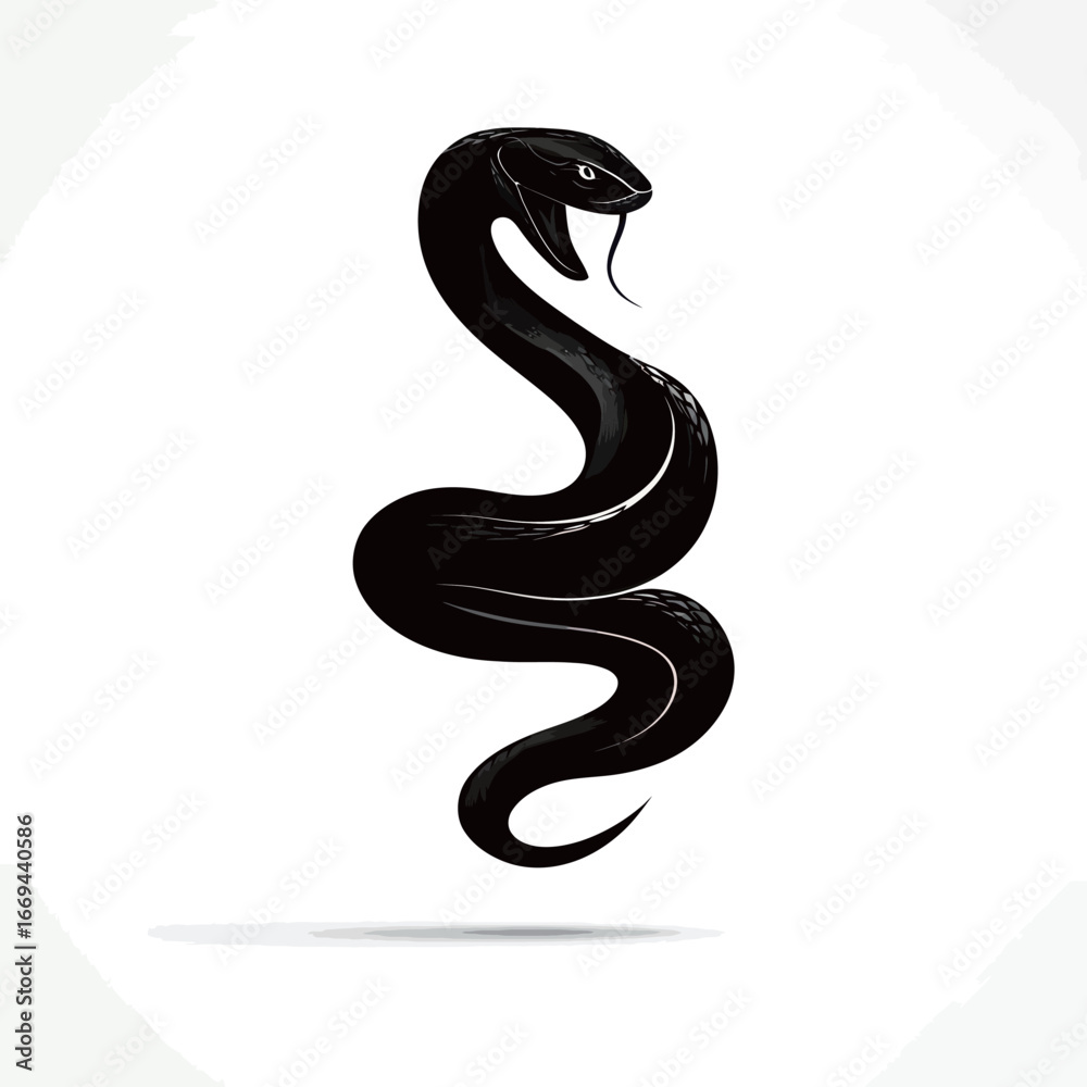 A sleek black snake is coiled gracefully, showcasing smooth curves and a poised tongue. The design emphasizes minimalism and elegance, perfect for artistic uses. A sleek black snake is coiled gracefully, showcasing smooth curves and a poised tongue. The design emphasizes minimalism and elegance, perfect for artistic uses.