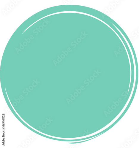 Bright refreshing aquamarine circle abstract geometric shape with decorative white frame element