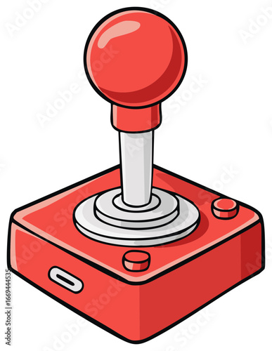 Bright Red Arcade Game Joystick Controller for Retro Video Gaming Experience and Entertainment Fun