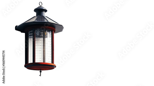 • A solar-powered bird feeder, isolated on white background in HD 