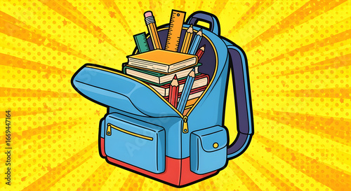 Vibrant Pop Art School Backpack 3D Icon