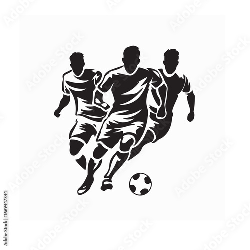 Sport Team Silhouette Playing Soccer Vector Logo Design on white background