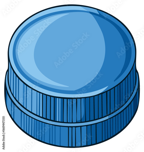 Simple blue plastic bottle cap illustration with grooves and rounded top
