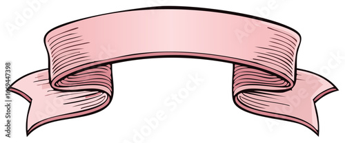 Elegant Pale Rose Ribbon Banner Decorative Element for Text Graphic Message