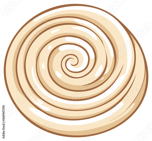 Sweet creamy swirl of frosting or icing top view cartoon vector illustration