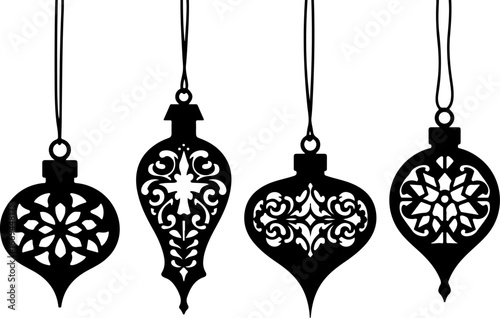 set of ornaments, decoration, ball, holiday, ornament, celebration, bauble, xmas, winter, hanging, december, sphere, glass, season, object, new, gold, red, year, tree, shiny, vector, color, illustrati