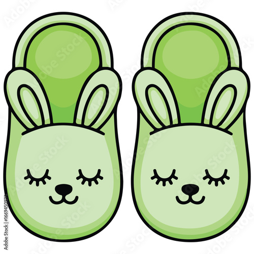 Pink bunny slippers isolated vector image for clipart design
