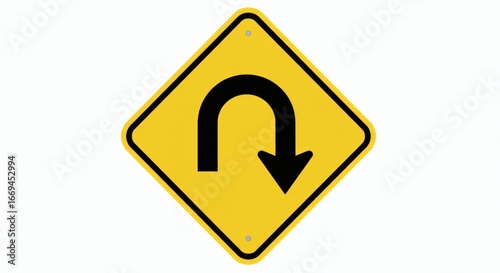 A yellow diamond-shaped traffic sign with a black U-turn arrow. This sign indicates a turnaround. Free Download A yellow diamond-shaped traffic sign with a black U-turn arrow. This sign indicates a turnaround. - GFXLoad