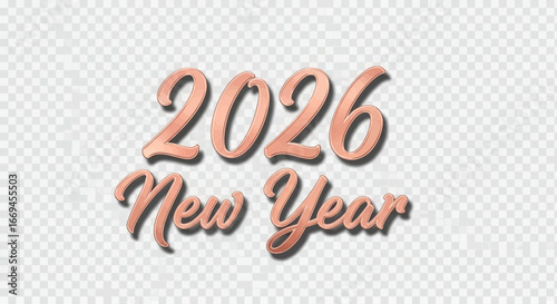 Elegant 2026 New Year text in rose gold, perfect for celebratory designs, invitations, and festive greetings, creating a sense of joy and anticipation.