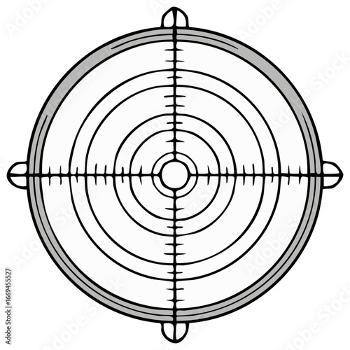 Target vector illustration in grayscale with crosshairs and concentric circles.