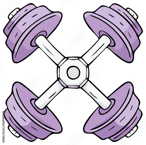 Symmetrical cross shaped electrical insulator assembly cartoon illustration
