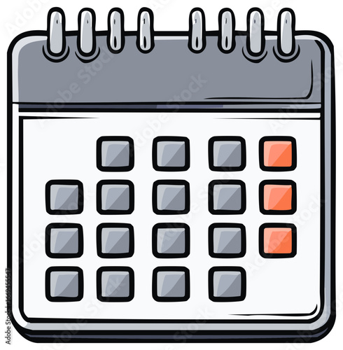 Cartoon calendar with some days highlighted indicating important dates reminders due dates