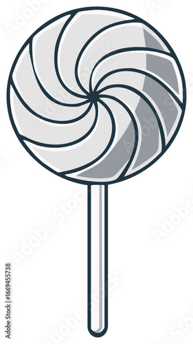 Monochrome Spiraled Lollipop Delight Sweet Treat Single Candy Illustration Celebration Design