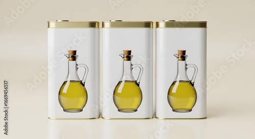 Elegant Olive Oil Packaging Design on Three Cans