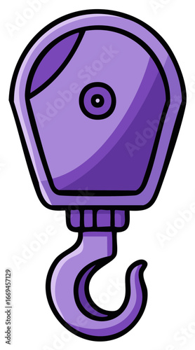 Cartoon Purple Hoist Hook Heavy Lifting Industrial Equipment Cartoon Illustration