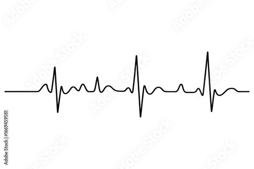 Abstract electrocardiogram line representing a healthy heartbeat and vital signs on a clean white background