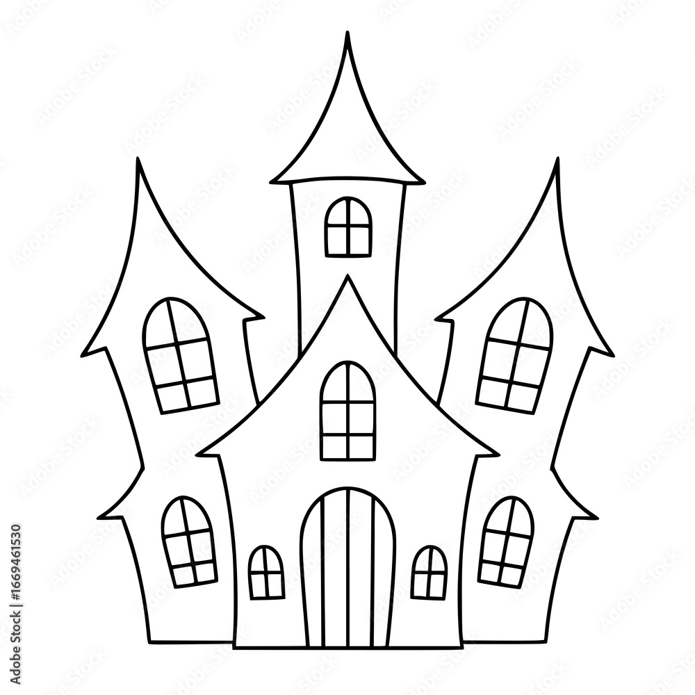 Fototapeta premium Spooky Halloween haunted house clipart set! Includes haunted mansion, ghosts, pumpkins, bats, black cat, graveyard, and full moon. Perfect for DIY crafts, invitations, stickers, and digital designs.