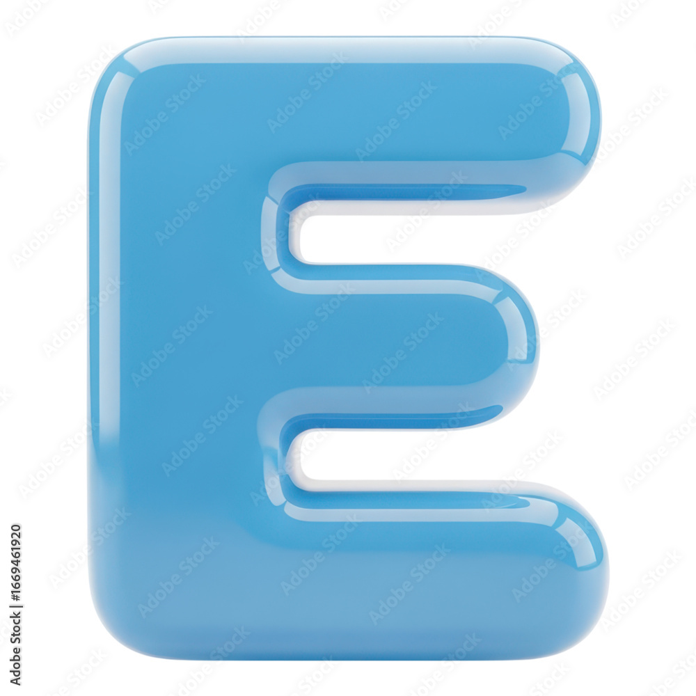 Obraz premium Blue letter e isolated on transparent background