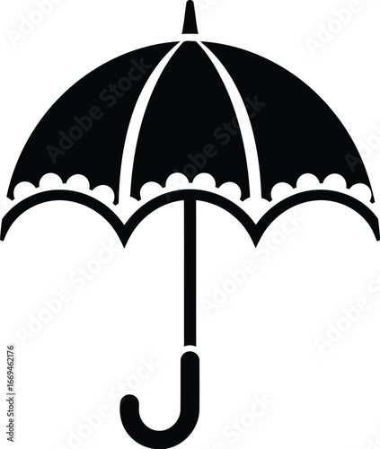 Black vintage umbrella icon