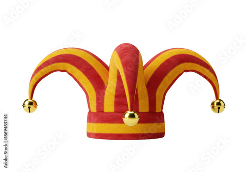 Bilde på lerret Isolated jester hat with gold bells for April Fool's Day celebrations or festive