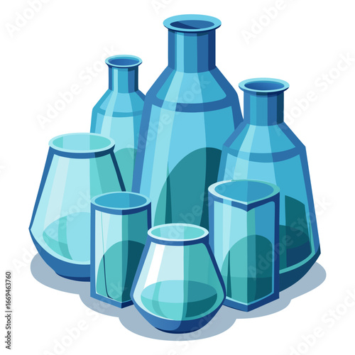 set of laboratory flasks