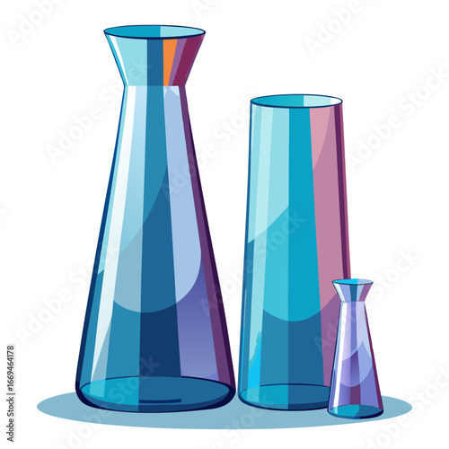 blue glass vases