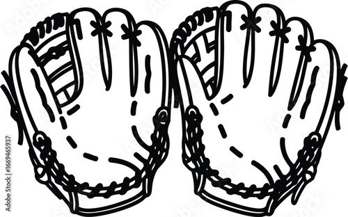 Illustration of a pair of baseball gloves