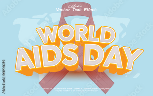 Aids day editable text effect 3d text for title
