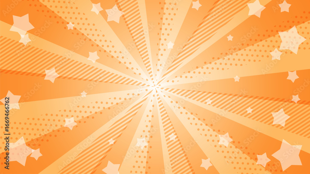 Fototapeta premium pop stars popping out orange radiation background illustration