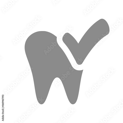 Healthy tooth, dental medical insurance with checkmark icon. Dental clinic, human teeth vector symbol.