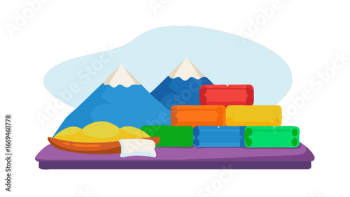 Serene mountain spa retreat with warm stone massage setup, perfect for wellness blogs, relaxation guides, and travel brochures showcasing tranquility and holistic health practices
