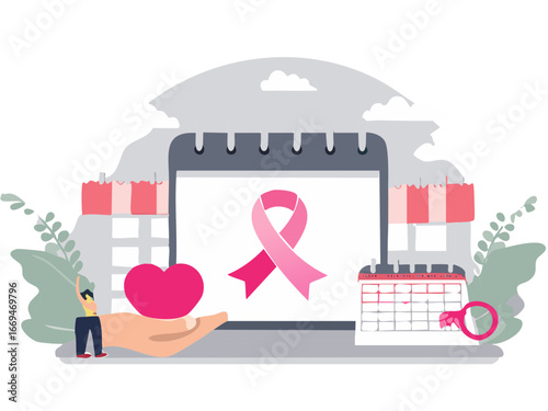 Breast Cancer Awareness Calendar: Pink Ribbon, Health Support & Early Detection Reminder