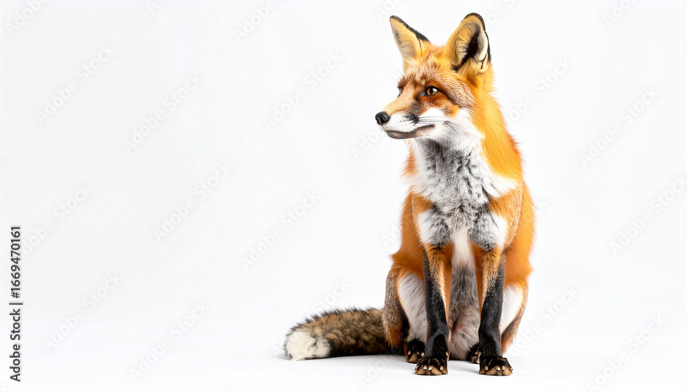 Obraz premium Red Fox Portrait Isolated Alert Wild Animal Wildlife Mammal Nature Fox