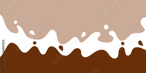 chocolate and milk splash, melted choco brown and milkshake simple shape, cocoa milk waves, dark chocolate milk splashes for advertising dairy cacao products