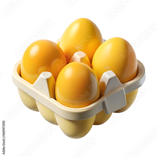 Eggs in Carton Fresh Yellow Food Breakfast Ingredient Isolated Transparent