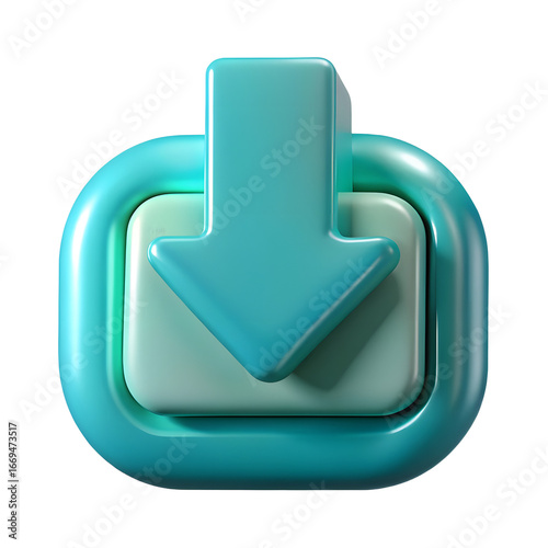 Download Button Icon with Arrow in Blue Tones for UI UX Design and App Development