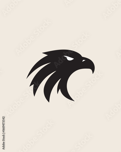 A sharp and minimalist logo of an eagle's head. The design is highly stylized, focusing on the strong, defining features like the beak and eye