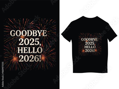 Goodbye 2025 Hello 2026 New Year's TShirt Design