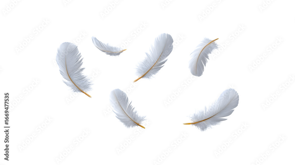 Fototapeta premium A white feather gently floating in the air