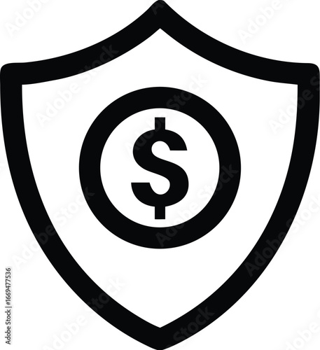 vector icon of dollar seield on white background.