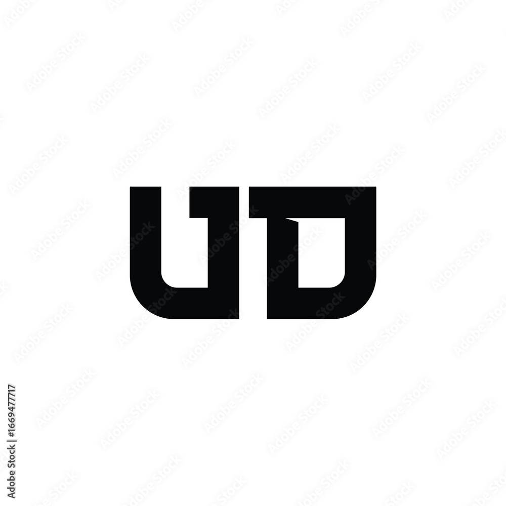 Obraz premium UD monogram logo design letter text name symbol monochrome logotype alphabet character simple logo