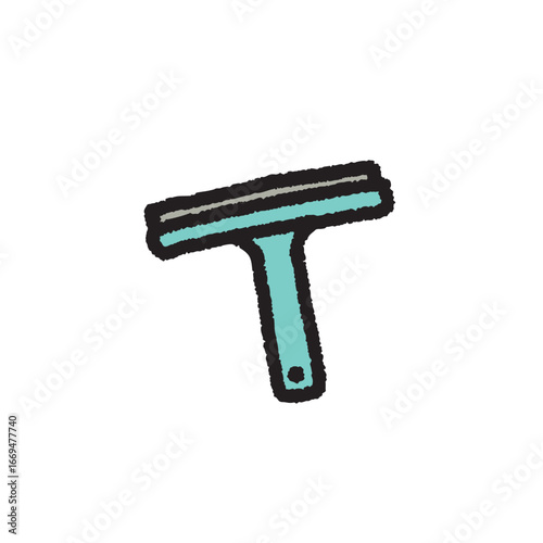 スクイージー　窓掃除　掃除用具　イラスト　手描き　シンプル　素材