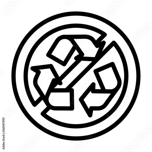 Non Recyclable Waste Vector Line Icon Design