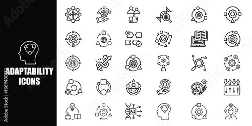 Adaptability Icons: Business Processes, Growth, and AI Solutions