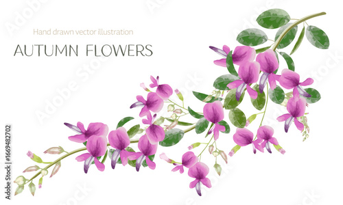 水彩で描いた萩の花のイラスト素材
