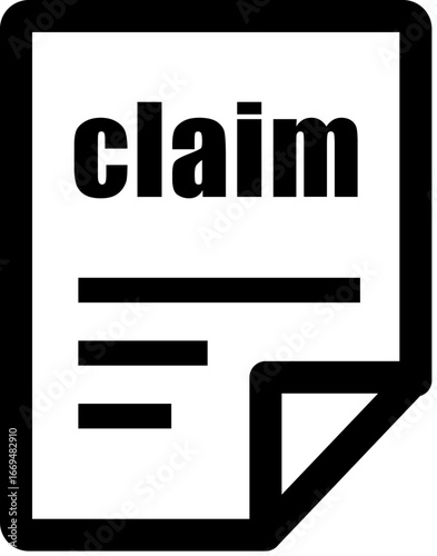 Bold Black Claim Form Icon:  Simple, Professional Document Graphic for Insurance, Legal, and Business Applications.