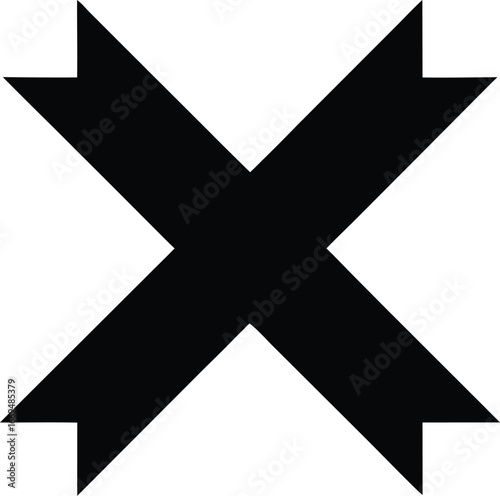Black Cross Symbol, Vector X Mark, White Background